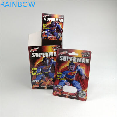 Superman 500k Sex Pill 3d Blister Plastic Cards Packaging For Male Enhancement