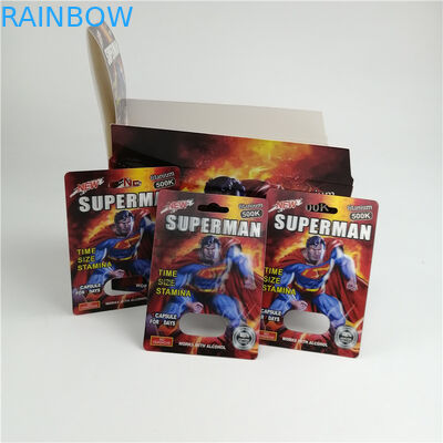 Rhino 99 500K Superman Male Enhancement 3D Blister Card Capsule Sex Pills Kemasan