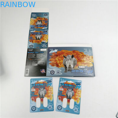 Desain Terbaru 600k 700k Rhino Blister Card 3d Lenticular Card Untuk Kemasan Pil Peningkatan Pria