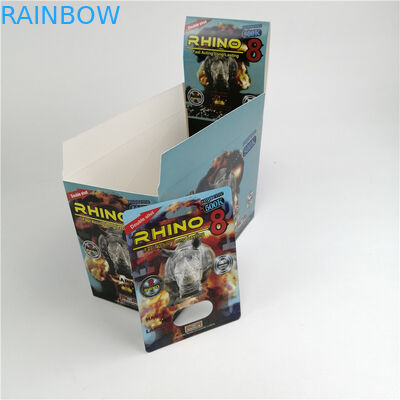 Stock Rhino 99 500K Blister Card Packaging Untuk Kotak Display 24ct Male Enhancement Pills
