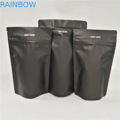 Kustom Hitam Stand Up Tas Zip Pengaman Kantong Plastik Kemasan Tas Bunga Rami Bukti Bau Gulma