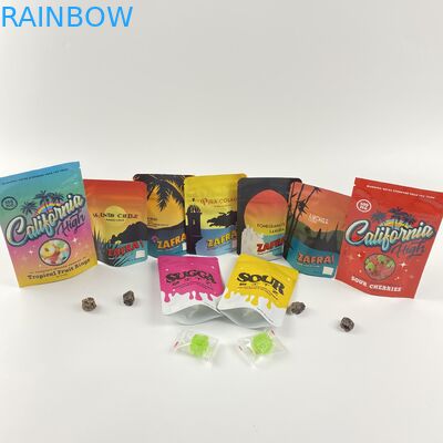 California 3.5g 7g Mylar Foil Stand up Kantong Kustom Bukti Bau Anak Bukti Tas Ritsleting Cbd gummies permen Kemasan