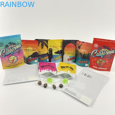 California 3.5g 7g Mylar Foil Stand up Kantong Kustom Bukti Bau Anak Bukti Tas Ritsleting Cbd gummies permen Kemasan