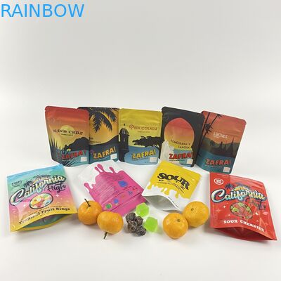 California 3.5g 7g Mylar Foil Stand up Kantong Kustom Bukti Bau Anak Bukti Tas Ritsleting Cbd gummies permen Kemasan