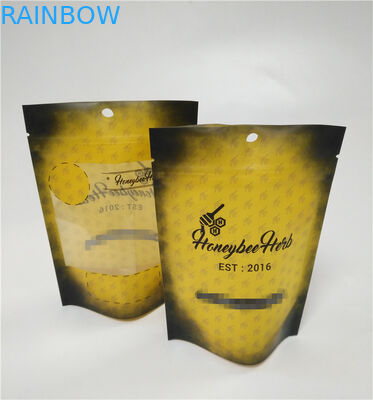 Kustom dicetak matte hitam bau bukti dilaminasi mylar zip lock weed tooba doypack bags