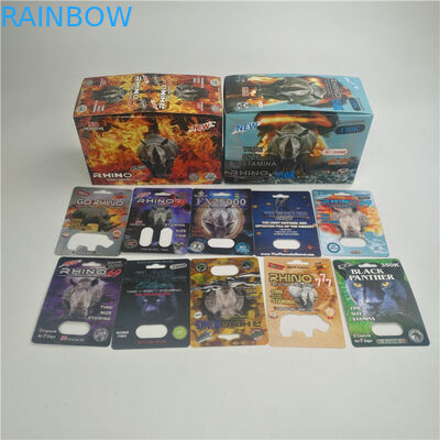 Pil Kapsul Badak 3D 9000 Rhino Blister Card Packaging CMYK