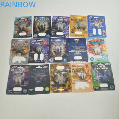 Pil Kapsul Badak 3D 9000 Rhino Blister Card Packaging CMYK
