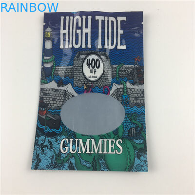 Tiga Sisi Segel Ziplock Weed Mylar Kantong Cetak Kustom Bukti Bau Dapat Dimakan