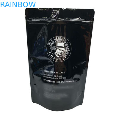 Tear Notch Standing Pouch Full Printing Zipper Dilaminasi Glossy Black