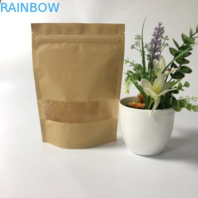 Penyegelan Penyimpanan Makanan Kraft Ziplock Stand Up Pouch Logo Kustom