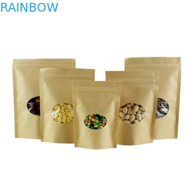 Penyegelan Penyimpanan Makanan Kraft Ziplock Stand Up Pouch Logo Kustom