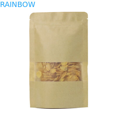 Penyegelan Penyimpanan Makanan Kraft Ziplock Stand Up Pouch Logo Kustom