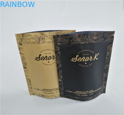 Makanan Kering Kopi Coklat Kertas Kraft Stand Up Pouch Gravure Printed