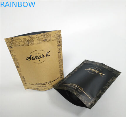 Makanan Kering Kopi Coklat Kertas Kraft Stand Up Pouch Gravure Printed