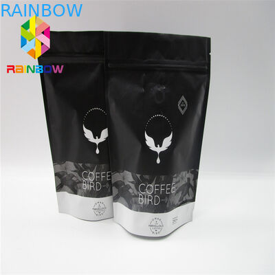 Coffee Matte Black Stand Up Aluminium Foil Pouch Packaging Zip Lock Laminated