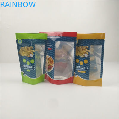 Kemasan Aluminium Foil Ritsleting Plastik Ikan Kering Mengkilap Dengan Jendela Yang Jelas