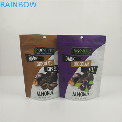 Food Grade Zipper Plastic Custom Printed Stand Up Pouches Untuk Chocolate Bar