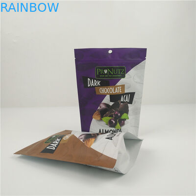 Food Grade Zipper Plastic Custom Printed Stand Up Pouches Untuk Chocolate Bar