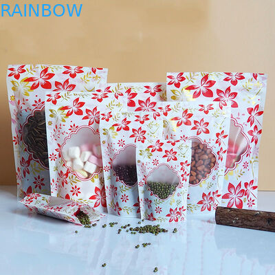 Zipper Glossy Stand Up Kantong Plastik Kemasan Logo Kustom Dengan Jendela