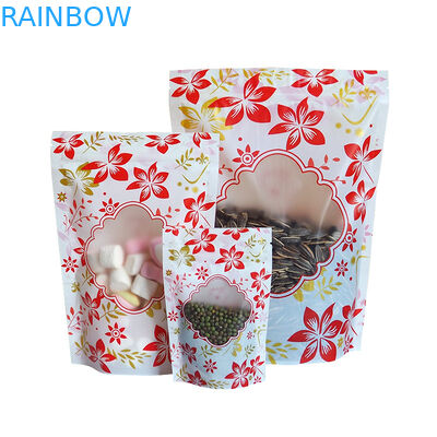 Zipper Glossy Stand Up Kantong Plastik Kemasan Logo Kustom Dengan Jendela