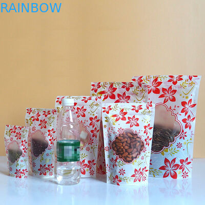 Zipper Glossy Stand Up Kantong Plastik Kemasan Logo Kustom Dengan Jendela