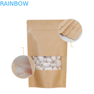 Brown Kraft Paper Ziplock Biodegradable Stand Up Pouch Dengan Jendela
