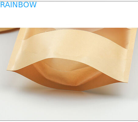 Brown Kraft Paper Ziplock Biodegradable Stand Up Pouch Dengan Jendela