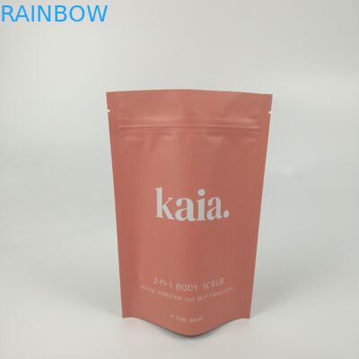 Tas Penghalang Ritsleting Stand Up Plastik Kosmetik Matt Selesai Ditutup Kembali