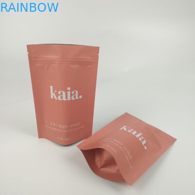 Tas Penghalang Ritsleting Stand Up Plastik Kosmetik Matt Selesai Ditutup Kembali