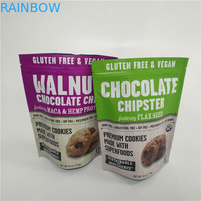 Permen Permen Kantong Stand Up Cetak Digital Kustom Plastik Dengan Bagian Atas Ritsleting