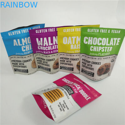 Permen Permen Kantong Stand Up Cetak Digital Kustom Plastik Dengan Bagian Atas Ritsleting