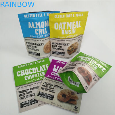 Permen Permen Kantong Stand Up Cetak Digital Kustom Plastik Dengan Bagian Atas Ritsleting