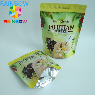 Food Grade Aluminium Foil Custom Printed Stand Up Pouches Dengan Ritsleting