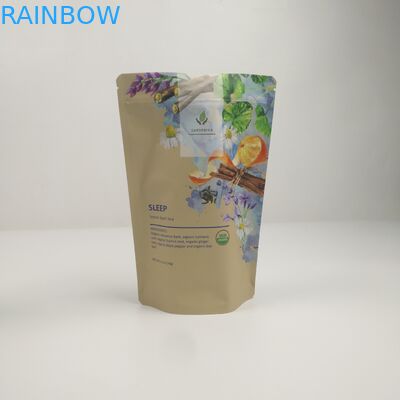 Gravure Printing MOPP Tea Packaging Bag Ramah Lingkungan Dengan Ritsleting