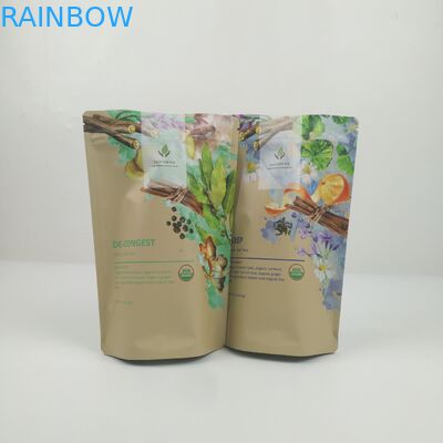 Gravure Printing MOPP Tea Packaging Bag Ramah Lingkungan Dengan Ritsleting