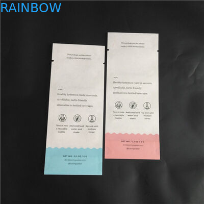 Eco Friend Biodegradable Kraft Paper PLA Senyawa Makanan Bubuk Bumbu Kemasan Tas Tiga Kantong Segel Sisi