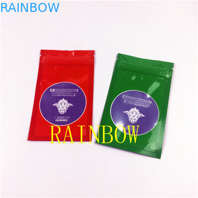 Pegangan LOGO kustom disegel tas mylar foil datar dengan jendela bening untuk kantong kemasan bubuk edibles Chia Seed Matcha