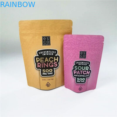 MOPP CMYK Mylar Smell Proof Pouch Cbd Thc Kantong Ritsleting Berdiri