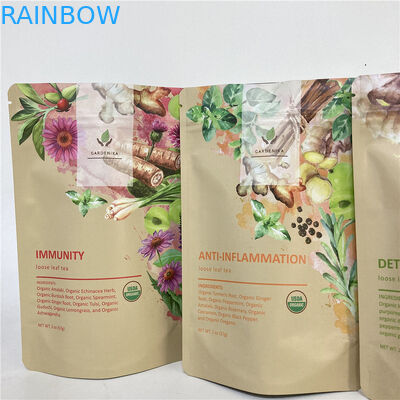 Cmyk 1.2C MPET Stand Up Zipper Pouch 1.5C PA Untuk Teh / Kopi