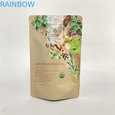 Cmyk 1.2C MPET Stand Up Zipper Pouch 1.5C PA Untuk Teh / Kopi