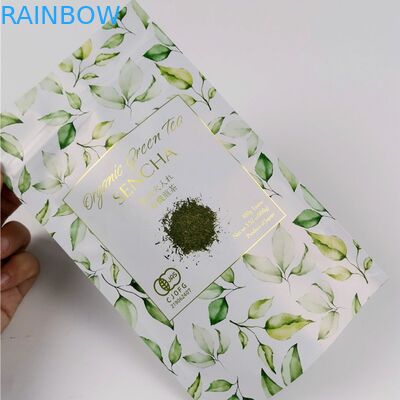 CMYK ISO VMPET Aluminium Foil Tea Pouch 120mic MOPP Tas Ritsleting Berdiri