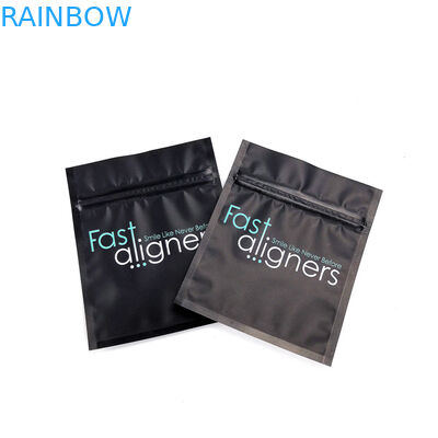 Aligners Tak Terlihat CMYK MOPP Reusable Mylar Bags 120mic Dengan Jendela Depan Yang Jelas