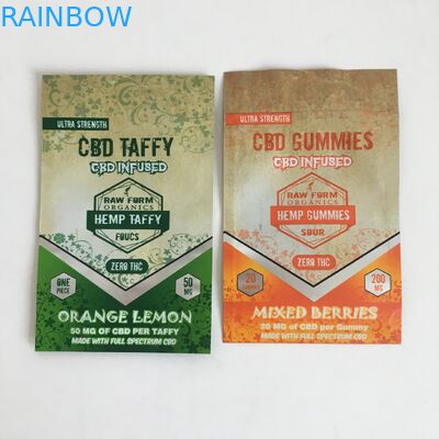 Tas Mylar Smell Proof Ziplock Cannabis Flower Plastic CBD Infused 50mg 100mg Permen Gummies Mylar Packaging Bags