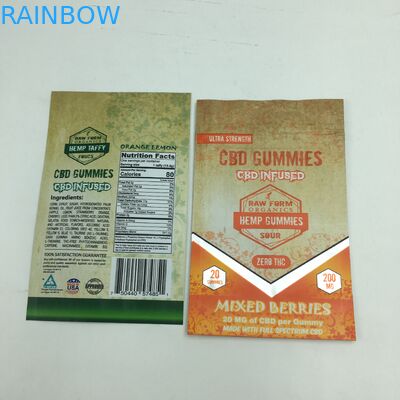 Kustom Dicetak 1G 3.5G Daur Ulang Bau Bukti Zipper Gummy Bear CBD Kecil Berdiri Dapat Dimakan 3.5G Mylar Weed Bag