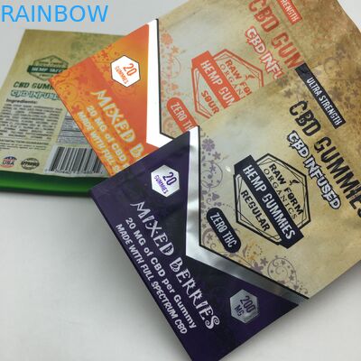 Kustom Dicetak 1G 3.5G Daur Ulang Bau Bukti Zipper Gummy Bear CBD Kecil Berdiri Dapat Dimakan 3.5G Mylar Weed Bag