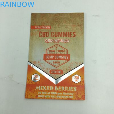 Kustom Dicetak 1G 3.5G Daur Ulang Bau Bukti Zipper Gummy Bear CBD Kecil Berdiri Dapat Dimakan 3.5G Mylar Weed Bag