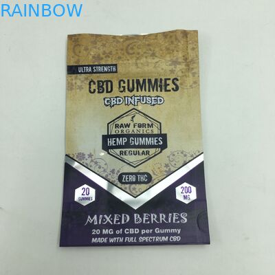 Kustom Dicetak 1G 3.5G Daur Ulang Bau Bukti Zipper Gummy Bear CBD Kecil Berdiri Dapat Dimakan 3.5G Mylar Weed Bag