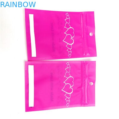 pink Printed Three Side Sealed Mylar Pouch Dengan Jendela Transparan Bening Untuk Kemasan Gelang / perhiasan