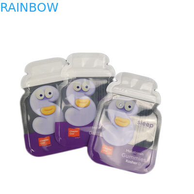 Grosir Bentuk Tidak Teratur Plastik Ziplock Logo Kustom Cb Edible Gummy Bags Pouches Packaging