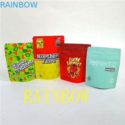 Kustom Dicetak Sentuhan Lembut Bau Bukti Berdiri Anak Bukti Ziplock Matte Mylar Tas untuk Bunga Kering Meninggalkan Kemasan